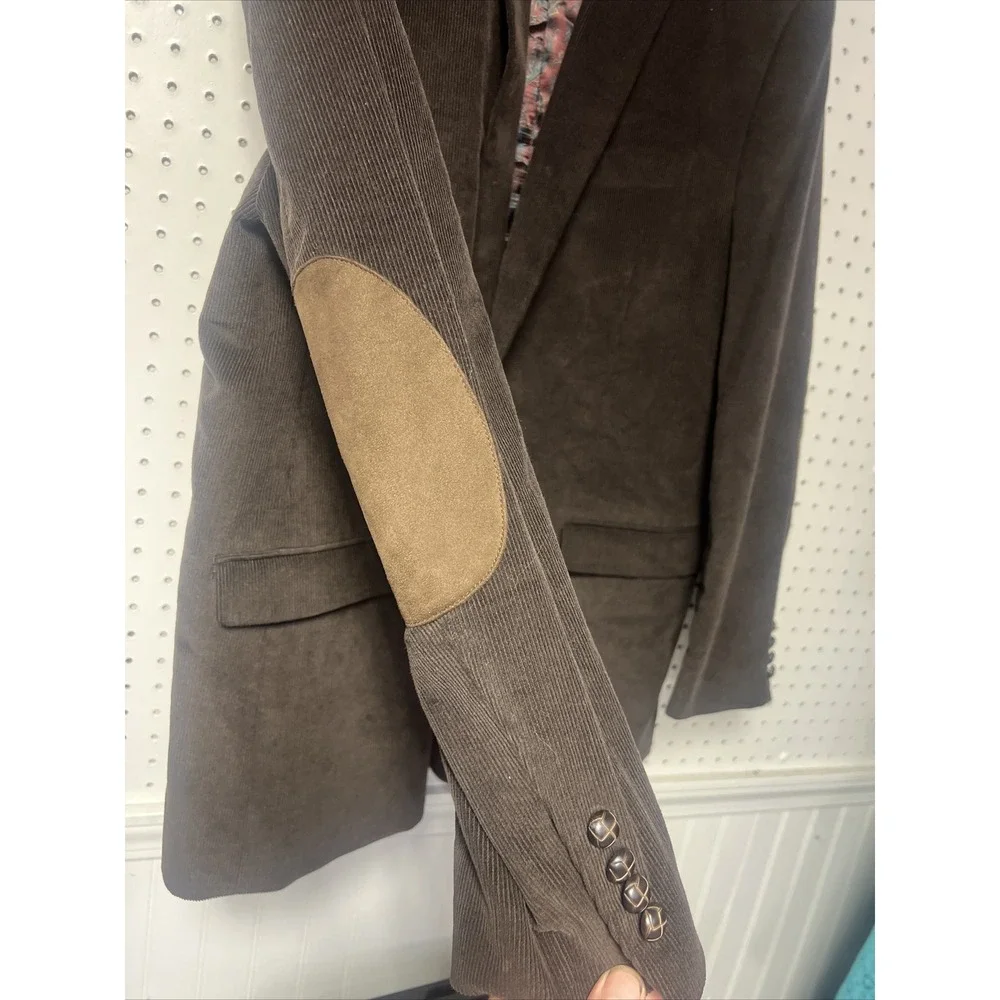 Ralph Lauren Corduroy Brown Elbow Patch Paisley Liner Blazer SportsCoat Size 46L